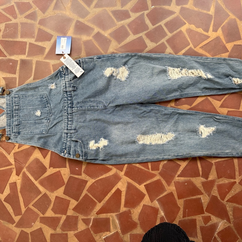 Show Me Your MuMu Blue Distressed Denim Overalls